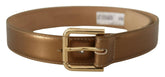 Dolce & Gabbana Bronze Leather Gold Logo Engraved Waist Buckle Belt -   -  Dolce & Gabbana.